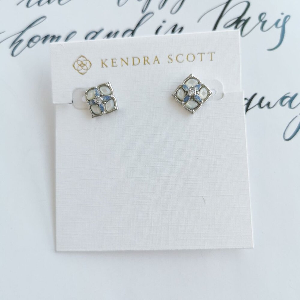Kendra Scott Dira Stone Silver Ivory Mix Stud Earrings